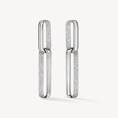 Hearts On Fire 18K White Gold Inside/Out Diamond Link Earrings