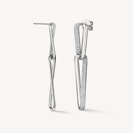 Hearts On Fire 18K White Gold Inside/Out Diamond Link Earrings
