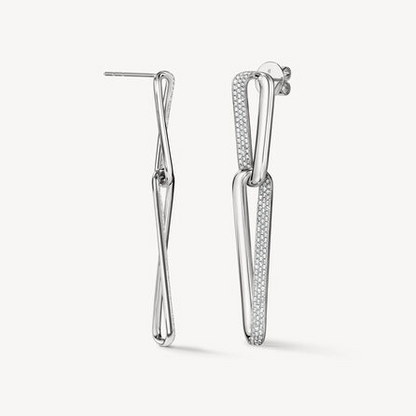 Hearts On Fire 18K White Gold Inside/Out Diamond Link Earrings