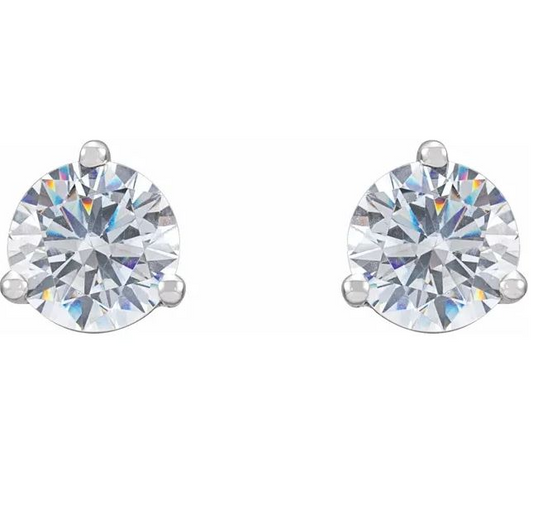 14K White Gold Diamond Stud Earrings