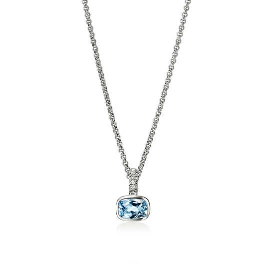 John Hardy Sterling Silver Heishi Swiss Blue Topaz And Diamond Bail Necklace
