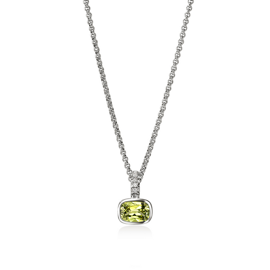 John Hardy Sterling Silver Heishi Peridot And Diamond Bail Necklace