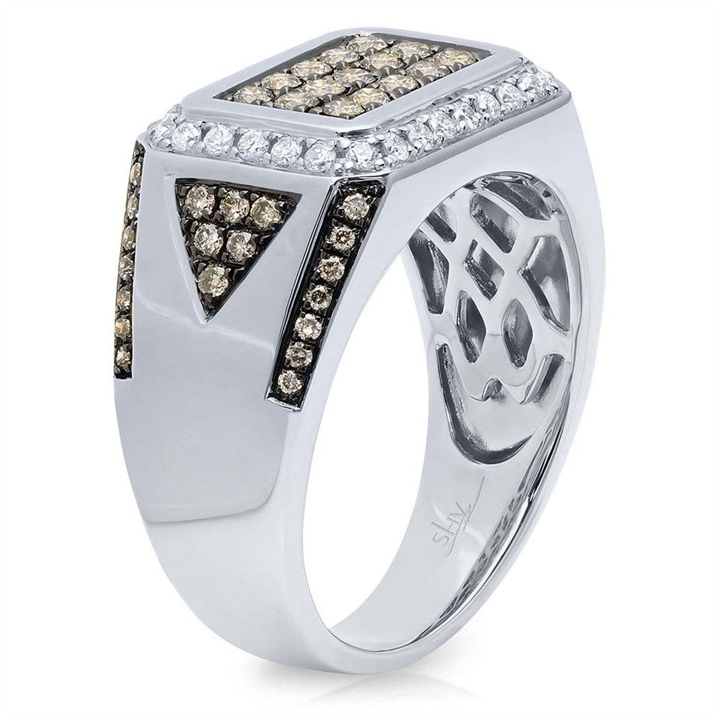 Shy Creation Men's Champagne & White Diamond Band