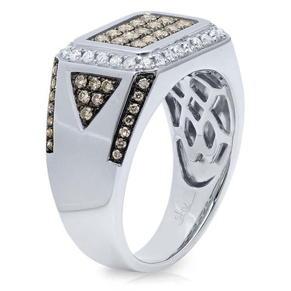 Shy Creation Men's Champagne & White Diamond Band