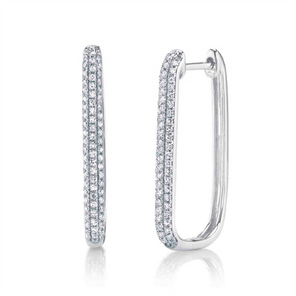 Shy Creation Diamond Pave Oval Hoop Earrings