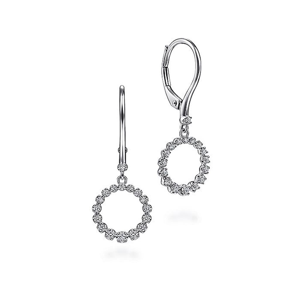 Gabriel Open Circle Diamond Drop Earrings