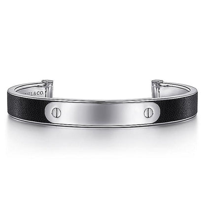 Gabriel Sterling Silver & Leather Open Id Bracelet