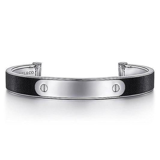 Gabriel Sterling Silver & Leather Open Id Bracelet