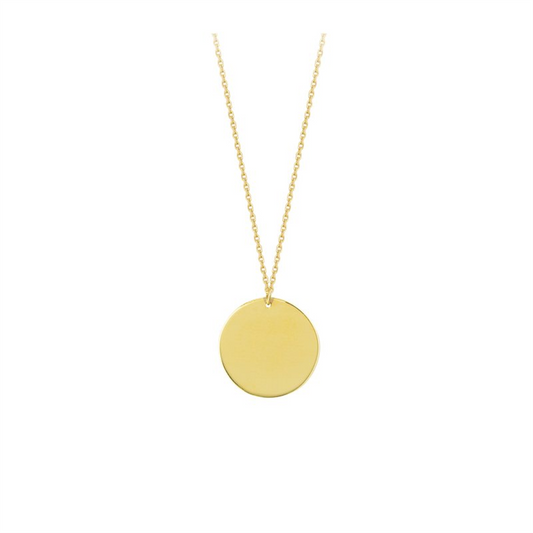 14k 13mm Engraveable Round Disc Pendant
