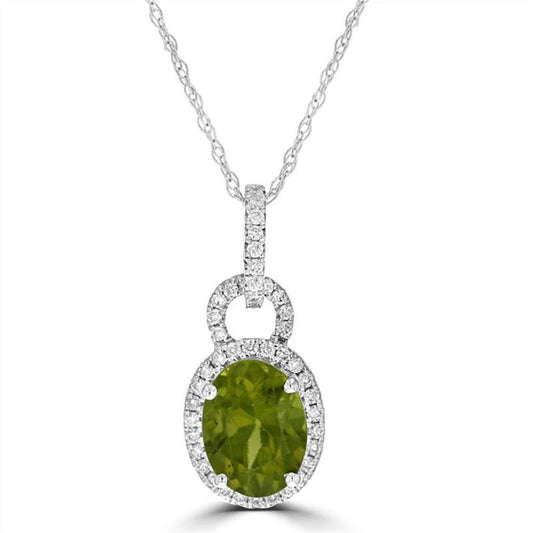 Rollands Designs 14K White Gold Diamond & Peridot Pendant