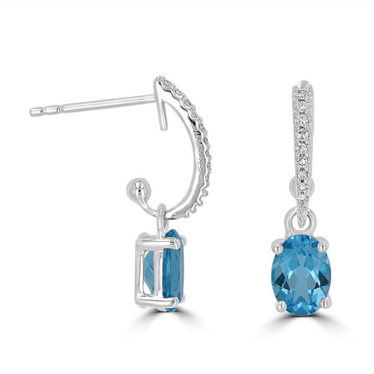 Blue Topaz & Diamond Dangle Earrings