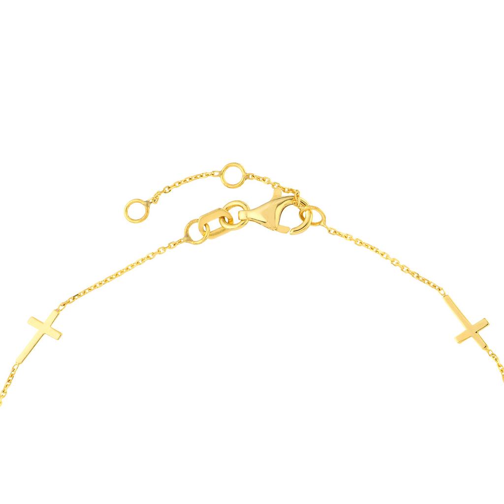 14k 5 Station Mini Cross Bracelet