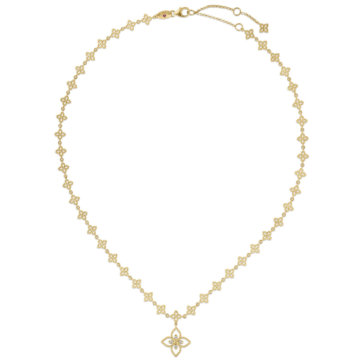 Roberto Coin 18K Yellow Gold Princess Flower Diamond Drop Necklace