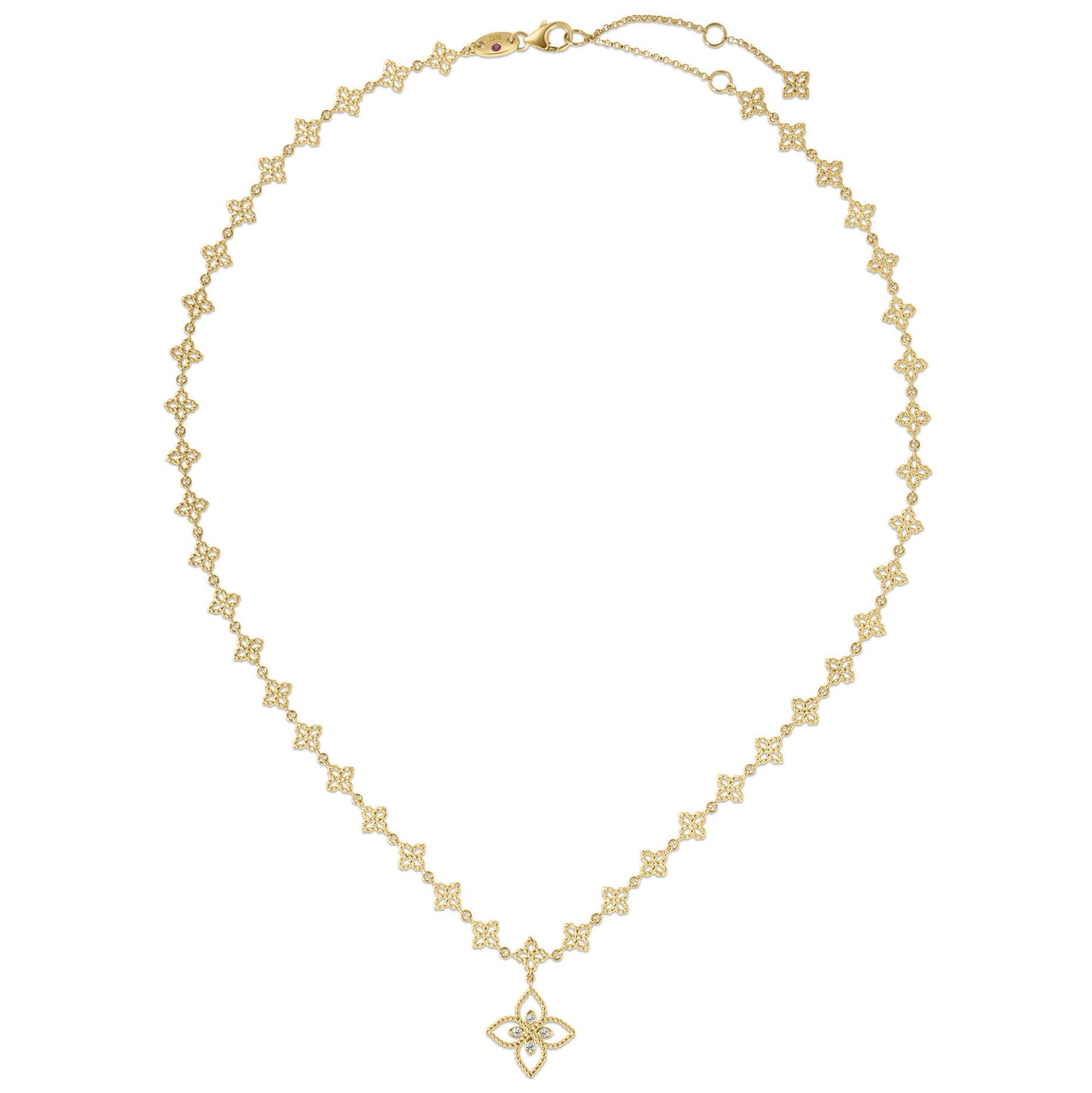 Roberto Coin 18K Yellow Gold Princess Flower Diamond Drop Necklace