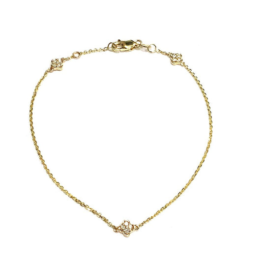 14K Yellow Gold Diamond Station Bracelet