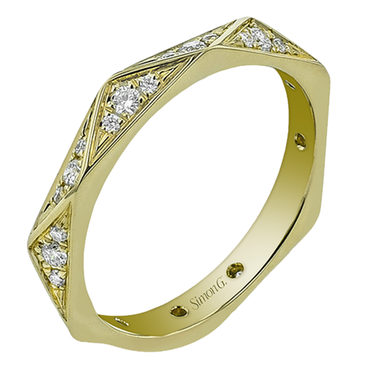 Simon G. 18K Yellow Gold Faceted Design Diamond Band