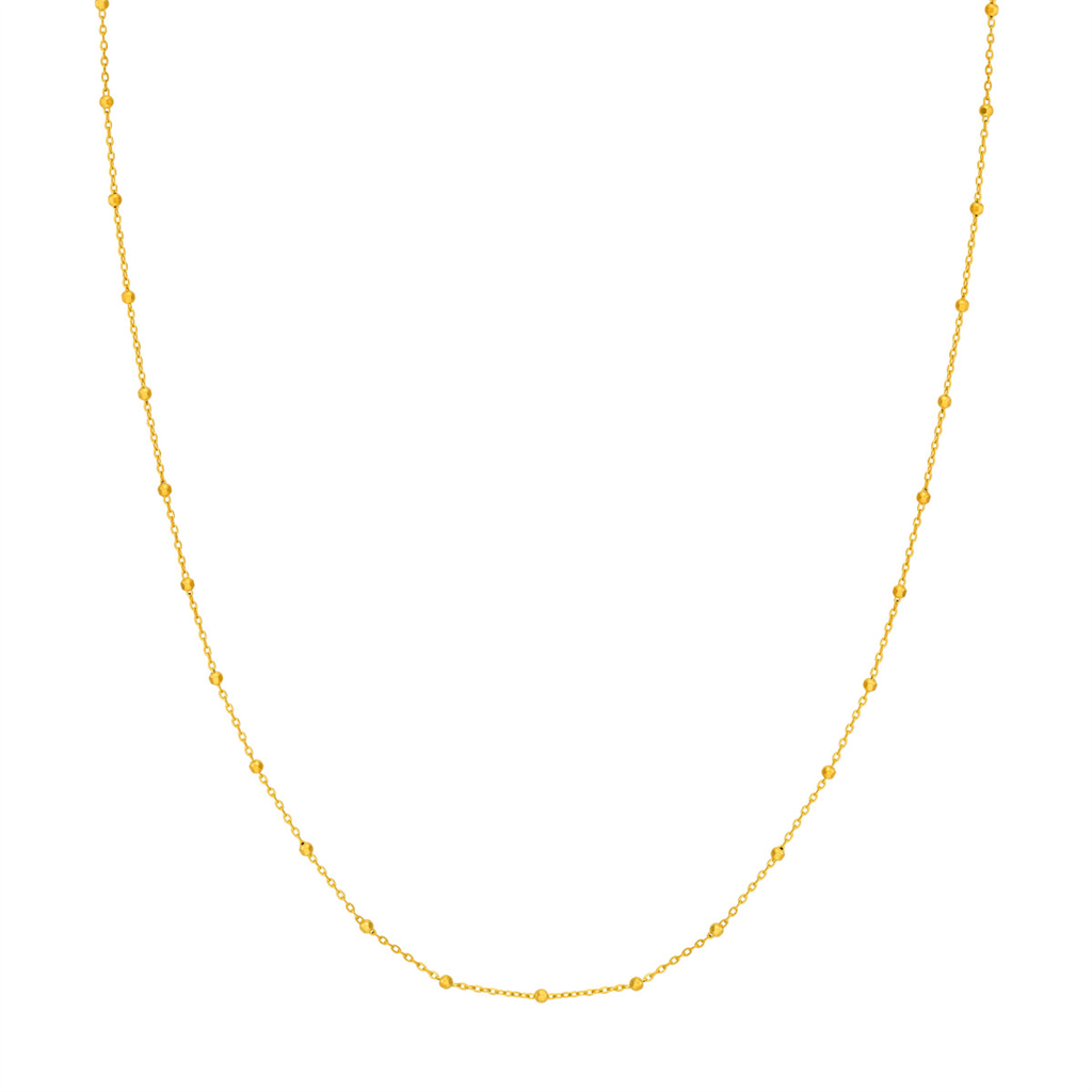 Gold 18" 1.7Mm Bead Station Saturn Chain