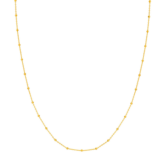 Gold 18" 1.7Mm Bead Station Saturn Chain