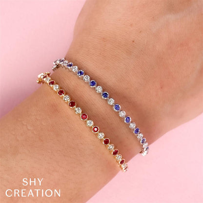 Shy Creation Bezel Set Ruby and Diamond Bracelet