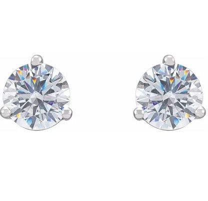 14K White Diamond 3-Prong Stud Earrings 0.50Cts
