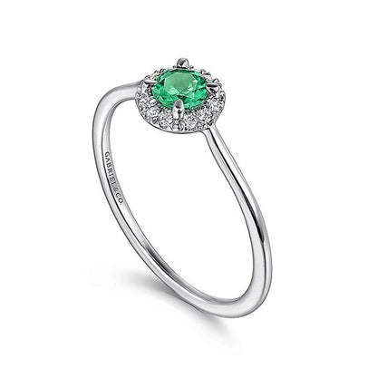 Gabriel 14K Emerald & Diamond Halo Ring