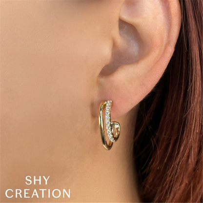 Shy Creation Gold Double Hoop Earring