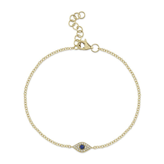 Shy Creation Diamond and Blue Sapphire Evil Eye Bracelet