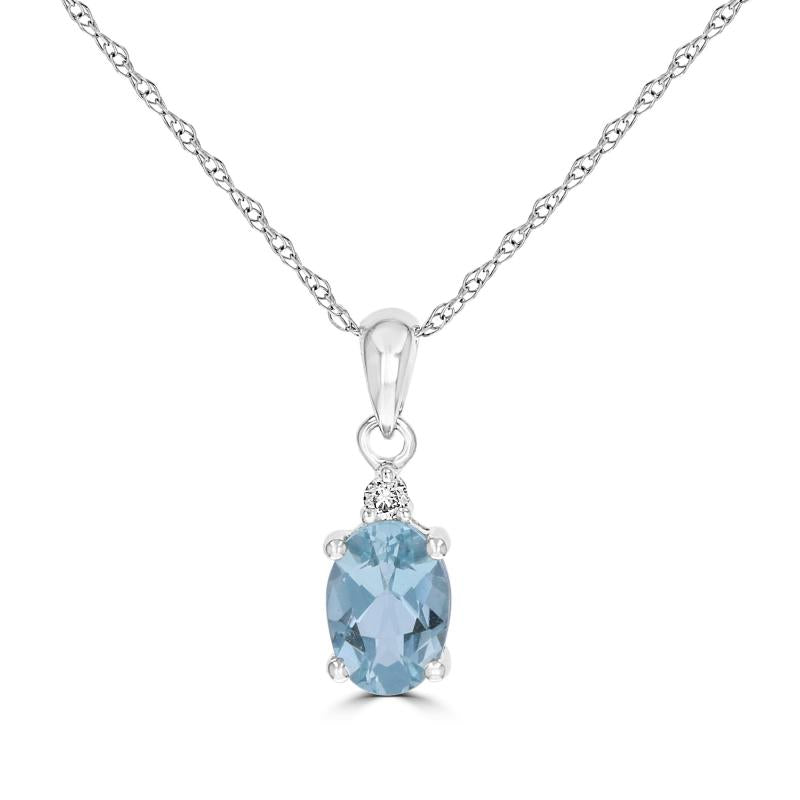 Rollands Design Aquamarine & Diamond Necklace Pendant