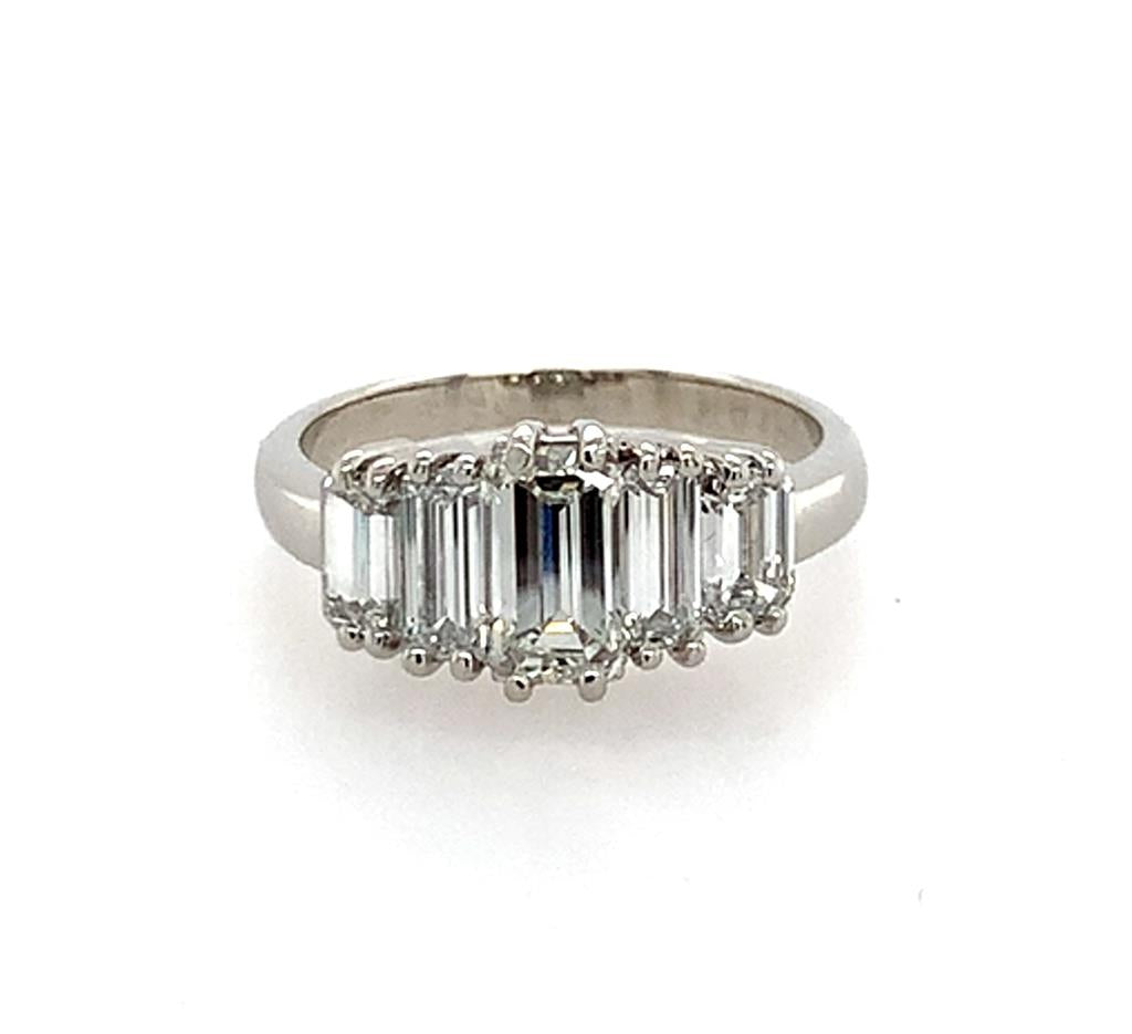 Estate Platinum Emerald Diamond Ring