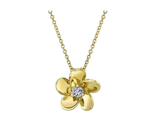 Shy 14Ky Diamond Flower Pendant