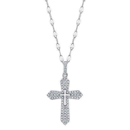 Shy 14Kw Diamond Cross Necklace