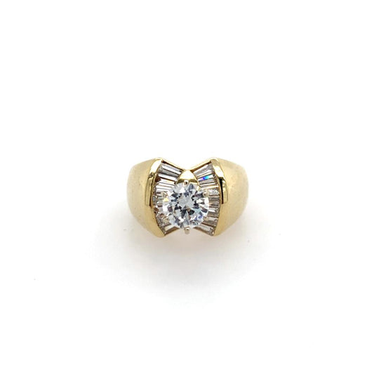 Estate 14K Baguette Diamond Semi-Mount