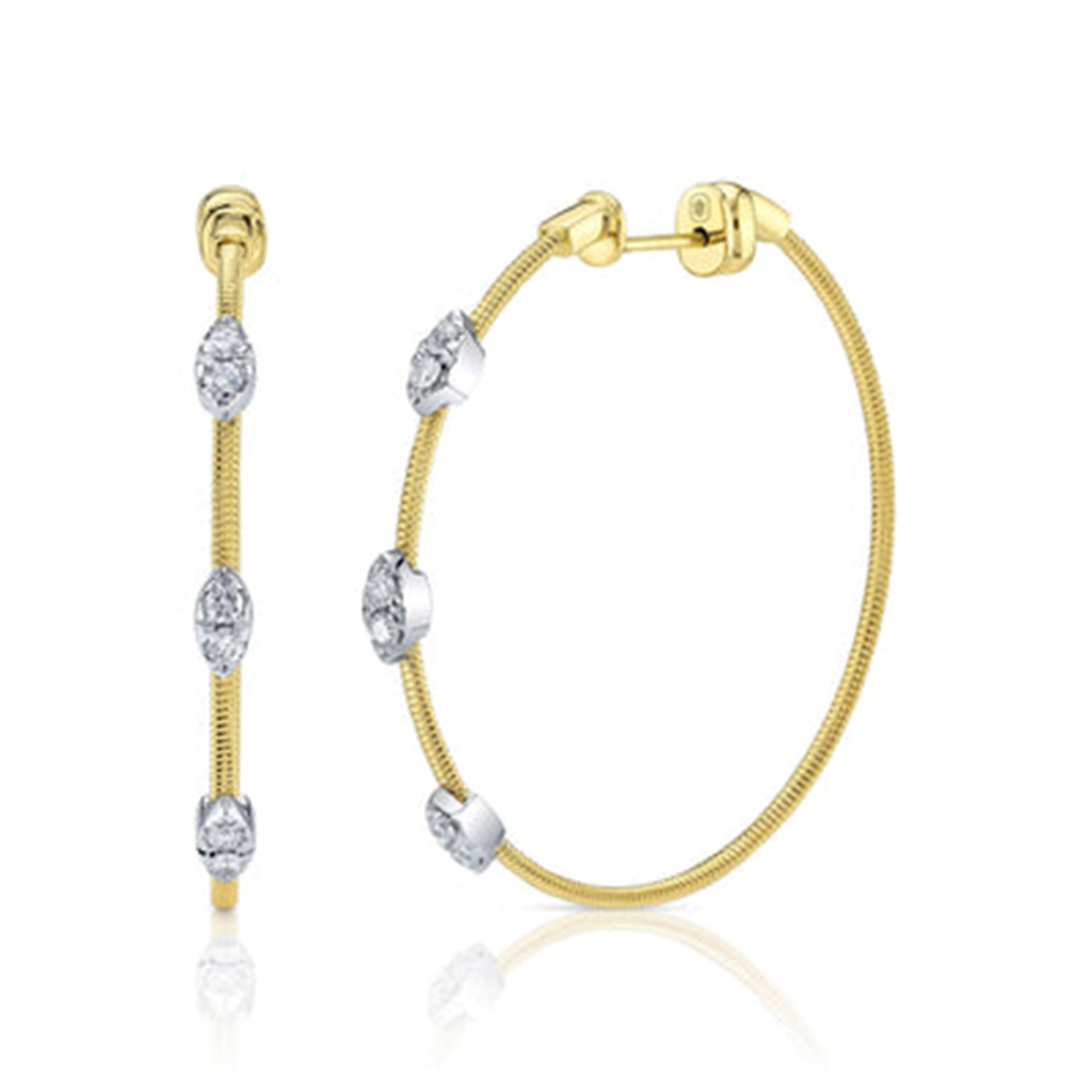 Shy Creation Diamond Station Hoop Earrings