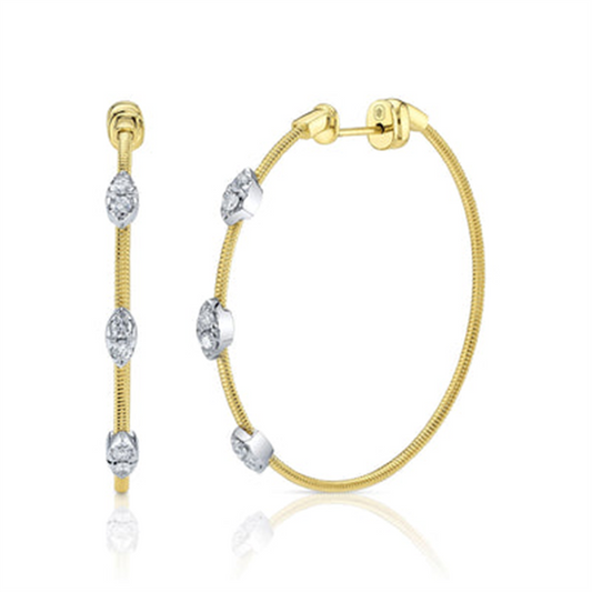 Shy Creation Diamond Station Hoop Earrings