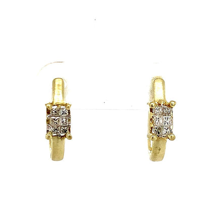 Estate 14K Gold Diamond Hoop Earrings