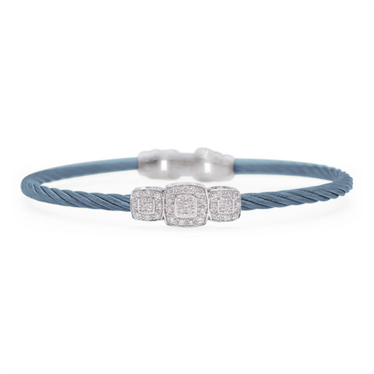 Alor Carribean Blue Cable Triple Diamond Cushion Station Bracelet