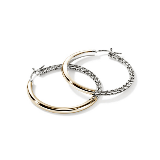 John Hardy Two Tone Essentials Hoop Earrings 30Mm