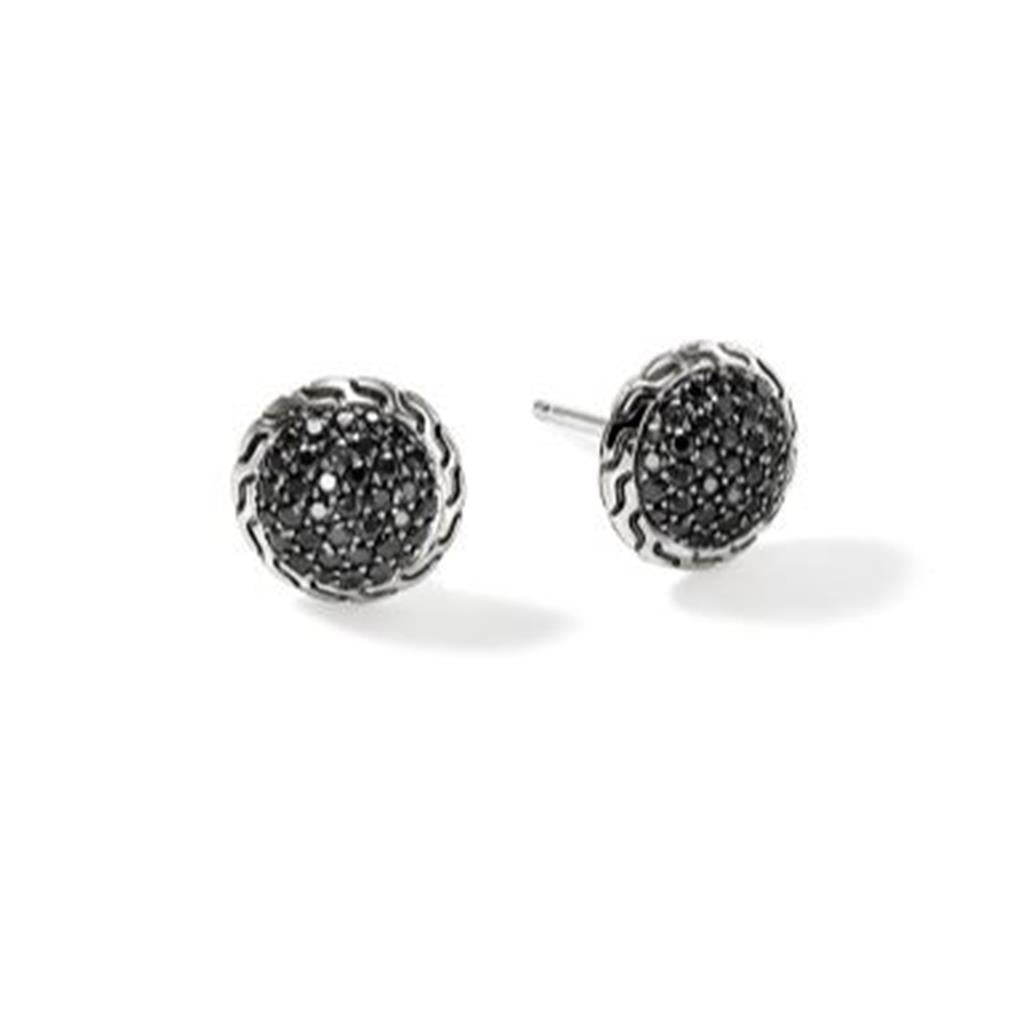 John Hardy Essentials Silver Black Sapphire Stud Earrings