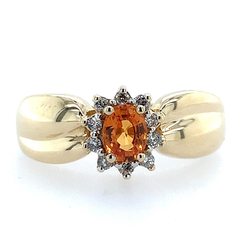 Estate 14K Yellow Gold Citrine & Diamond Ring