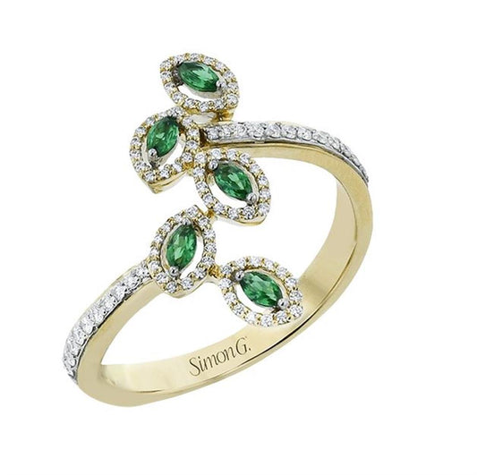 Simon G. 18Ky Emerald and Diamond Fashion Ring