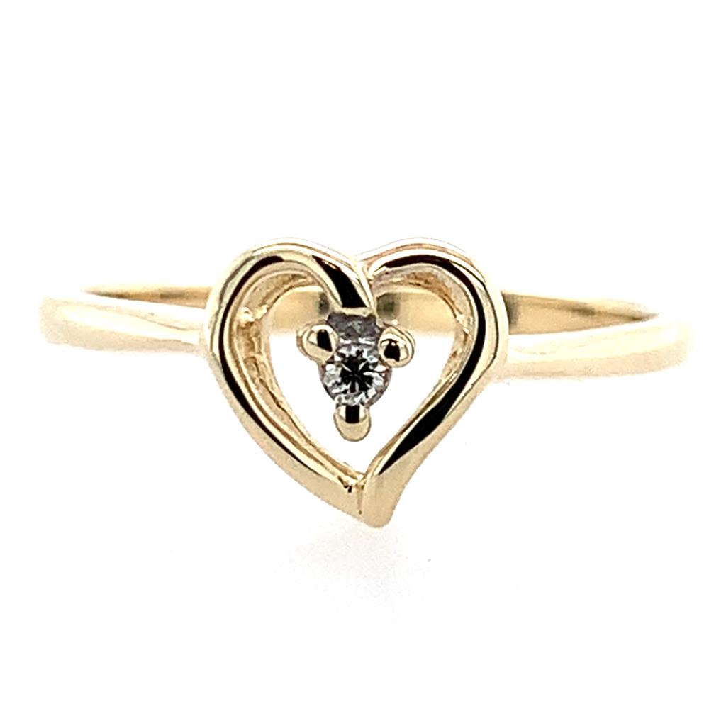 Estate 14K Diamond Heart Ring