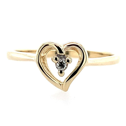 Estate 14K Diamond Heart Ring