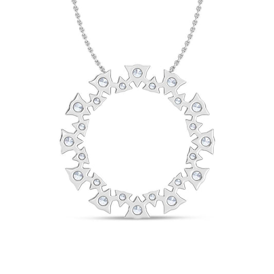14K White Gold Diamond Circle Necklace