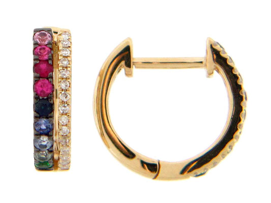Dilamani Rainbow Sapphire & Tsavorite Huggie Earrings