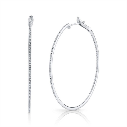 Shy 14Ky Inside Outside Diamond Hoop Earrings