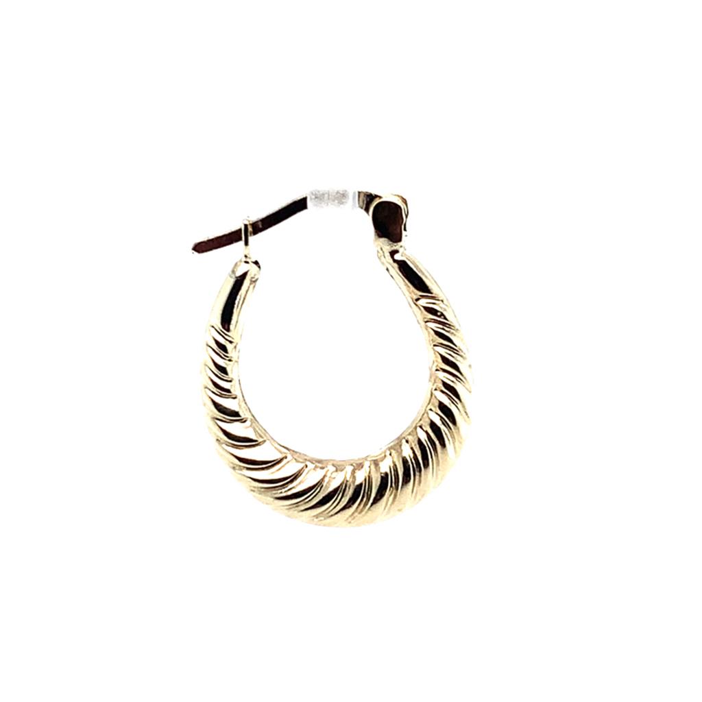 Estate 10K Oval Twist Hoop Earrings