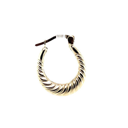 Estate 10K Oval Twist Hoop Earrings
