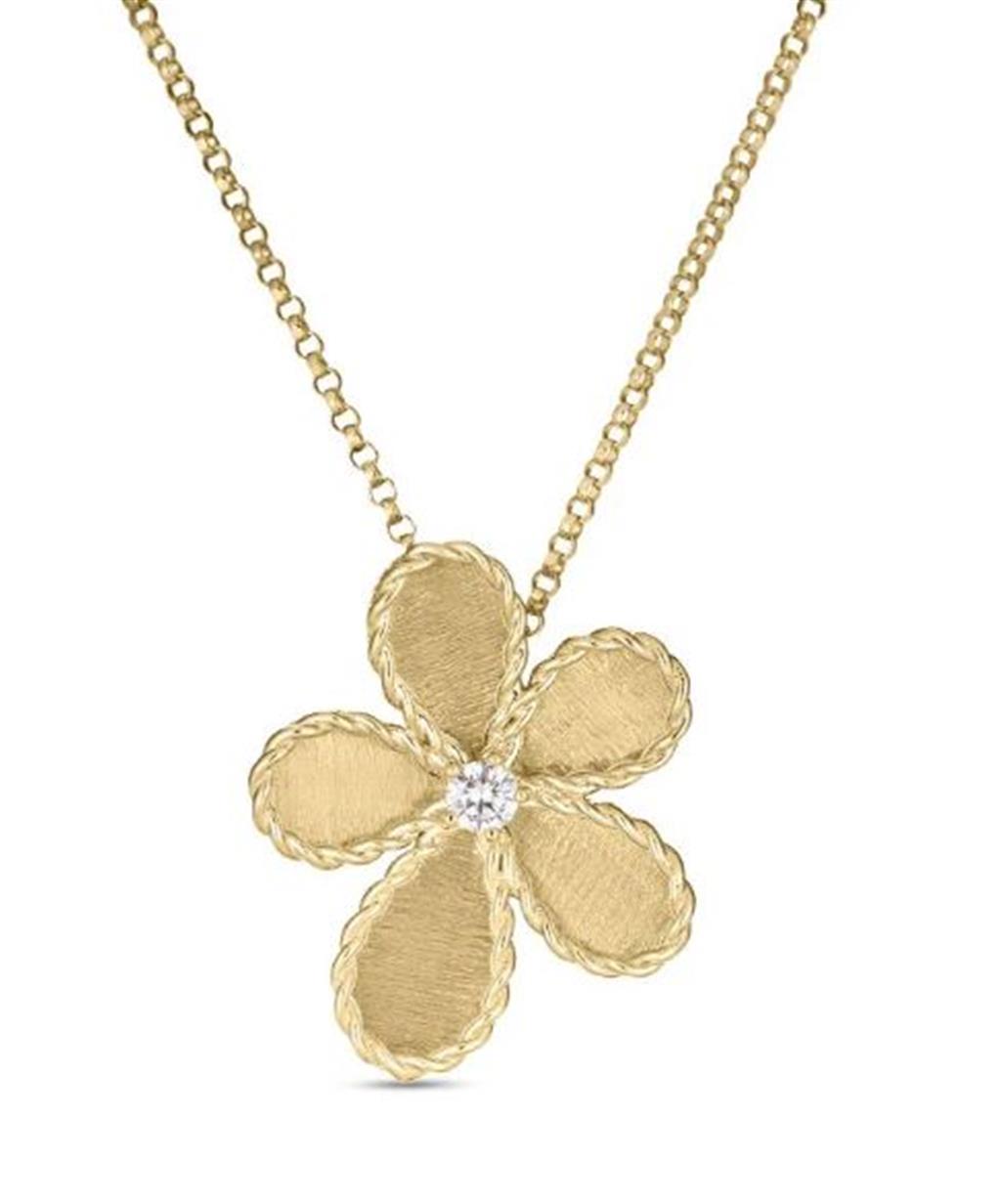 Roberto Coin 18Ky Diamond Jasmine Flower Pendant