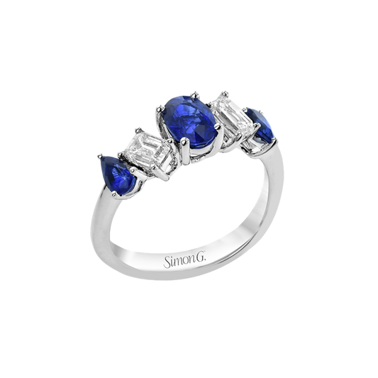 Simon G. 18Kw Sapphire & Diamond Geometric Ring