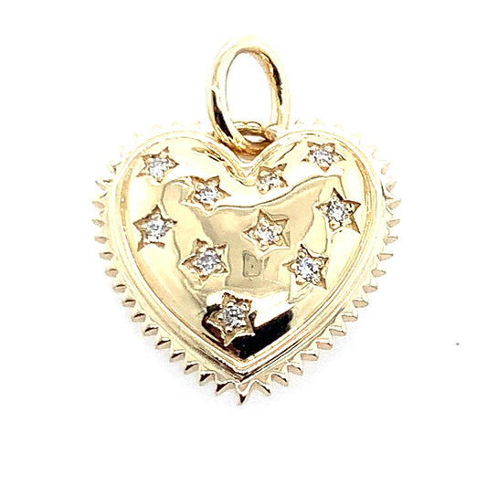 Rolland's Designs Diamond Stars In Heart Charm